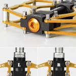 Pedale de bicicleta Rockbros JT201012LG 2010-12L, Rulmenti etansati, Tip platforma, Aluminiu / Otel, Gold 6 - lerato.ro