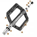 Pedale de bicicleta Rockbros BP2501, Elemente reflectorizante, Tip platforma, Nylon / Otel, Negru 4 - lerato.ro