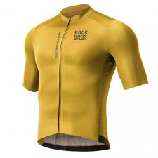 Tricou cu maneca scurta pentru ciclism Rockbros Road To Sky, Slim fit, Respirabil, Nylon / Elastan, Marime S, Galben