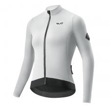 Accesorii biciclete / motociclete / trotinete electrice, Tricou femei cu maneca lunga pentru ciclism Rockbros TVI, Material Flexibil si Respirabil, Nylon / Elastan, Marime L, Alb / Gri, lerato.ro