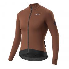 Accesorii biciclete / motociclete / trotinete electrice, Tricou femei cu maneca lunga pentru ciclism Rockbros TVI, Material Flexibil si Respirabil, Nylon / Elastan, Marime L, Maro, lerato.ro