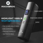 Lumina bicicleta Rockbros V9M-1000, LED, 4000mAh, 1000lm, Incarcare USB-C, Functie lanterna, IPX6, Negru 3 - lerato.ro