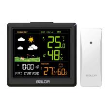 Statie meteo BALDRTHERM B0389WST2H2-V1, 1x Senzor exterior, Prognoza meteo, Termometru, Higrometru, Ceas, Calendar, IP54, Raza actiune 100m, Negru