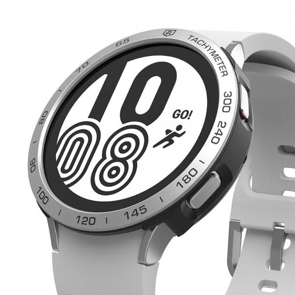 Carcasa si rama ornamentala Ringke compatibile cu Samsung Galaxy Watch 4 (44mm) Silver/Black 1 - lerato.ro