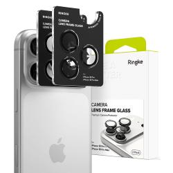 Set 2 folii protectie sticla securizata Ringke Camera Frame Protector compatibile cu iPhone 18 Pro Max / 18 Pro, Negru