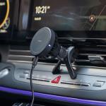 Suport auto Ringke Peltier Magnetic Qi2, Air Vent Mount, Compatibil MagSafe, Incarcare wireless 15W, Cablu USB-C 1m inclus, Negru 4 - lerato.ro