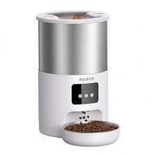 Dispenser automat hrana Rojeco PAF-144-W pentru animale, 4.5L, 194 × 194 × 312 mm, Alimentare la retea, Alb