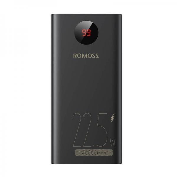 Baterie externa portabila Romoss PEA40PF, 40000 mAh, afisaj LED, 22.5W, QC, USB si USB-C, Negru