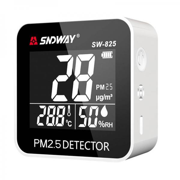Aparat de masurat calitatea aerului SNDWAY SW-825, particule aer PM2.5, temperatura si umiditate, portabil, 580mAh, Alb