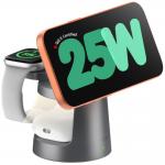 Statie de incarcare Wireless 3 in 1 SODI W108A, 25W, Compatibil MagSafe, Cablu USB-C 1.5m inclus, Lampa de noapte integrata, Gri 3 - lerato.ro