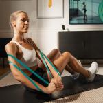 Banda elastica smart STRAFFR Medium, Lungime 2m, Rezistenta 5-15kg, Baterie reincarcabila USB-C, Conectare Bluetooth la aplicatia STRAFFR, Silicon, Cyan 10 - lerato.ro