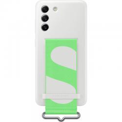 Husa Silicone Cover pentru Samsung Galaxy S21 FE 5G, Curea atasata, White