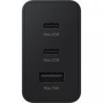 Incarcator retea Samsung Trio, USB si 2x USB-C, 65W, Quick Charge, Negru 3 - lerato.ro