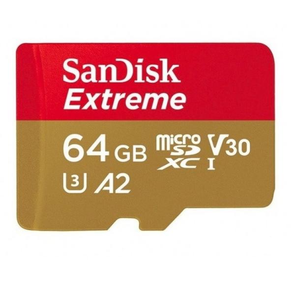 Card de memorie SanDisk Extreme MicroSDXC 64GB CLASS A2 U3 V30 160MB/s cu adaptor SD 1 - lerato.ro
