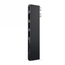 Adaptor Hub 6-in-1 Satechi Pro Hub Slim, 2x USB-C la 2x USB-A / 1x USB-C / 1x USB-C USB4 / 1x HDMI, 1x SD /microSD, 100W, 6K / 60Hz, 40Gbps, Midnight