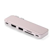 Gaming si Accesorii IT, Adaptor Hub 6-in-1 Satechi USB-C Snap Hub, USB-C la 1x USB-C / 5 Gb/s, 1x USB-A / 5 Gbps, 1x HDMI 4K, 1x MicroSD, 1x SD, 1x USB-C PD 45W, Roz, lerato.ro