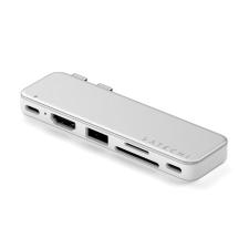 Gaming si Accesorii IT, Adaptor Hub 6-in-1 Satechi USB-C Snap Hub, USB-C la 1x USB-C / 5 Gb/s, 1x USB-A / 5 Gbps, 1x HDMI 4K, 1x MicroSD, 1x SD, 1x USB-C PD 45W, Silver, lerato.ro