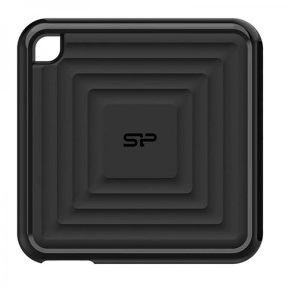 SSD extern portabil Silicon Power PC60, USB 3.2 Gen 2, 480GB, R/W max: 540/500 MB/s, dimensiuni: 80.0mm x 80.0mm x 11.2mm, greutate: 46g, Negru