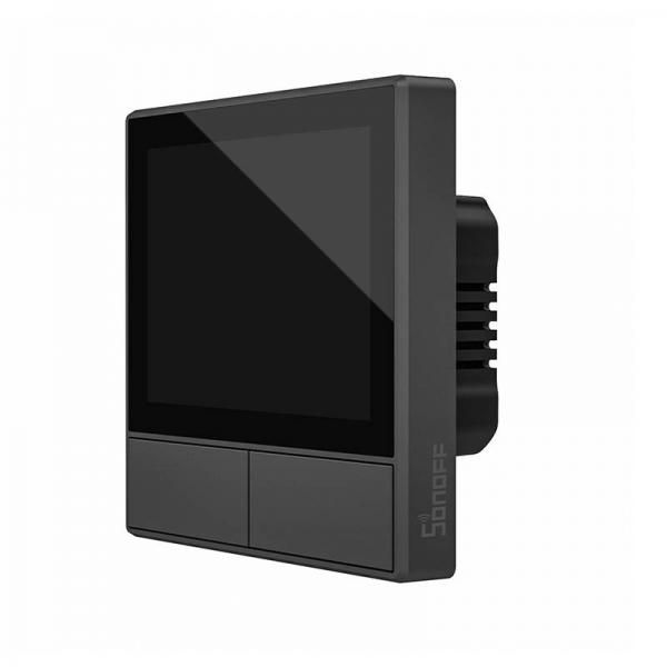 Intrerupator Smart WiFi Sonoff NSPanel Smart Scene, Control prin aplicatie si vocal, Functie termostat, Display, Bluetooth 4.2, Negru