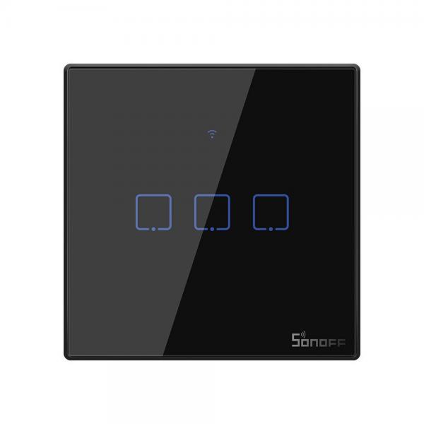 Intrerupator Smart WiFi Sonoff + RF 433 T3 EU TX, 3 canale, control cu ajutorul aplicatiei mobile 1 - lerato.ro