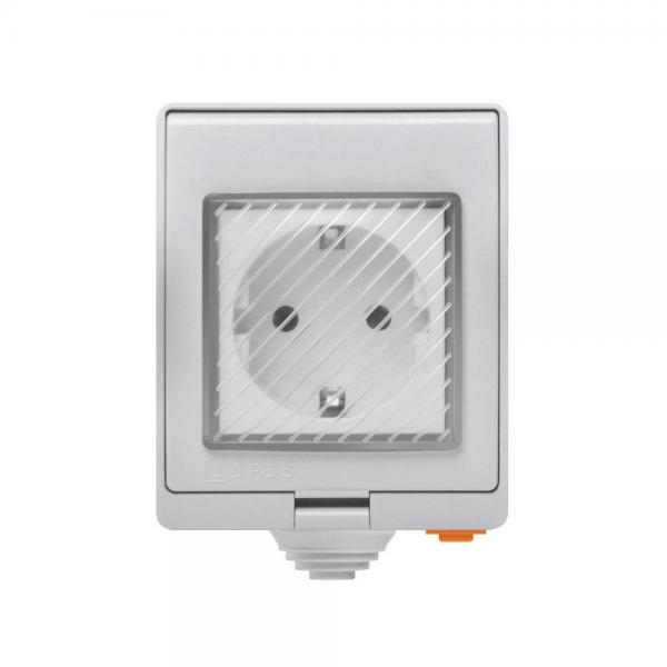 Priza Smart rezistenta la apa Sonoff S55 pentru exterior/interior, IP55, WiFi, Alb