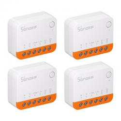 Set 4 comutatoare Smart Sonoff MINIR4 Extreme, Control aplicatie / vocal, 10A, WiFi, Alb