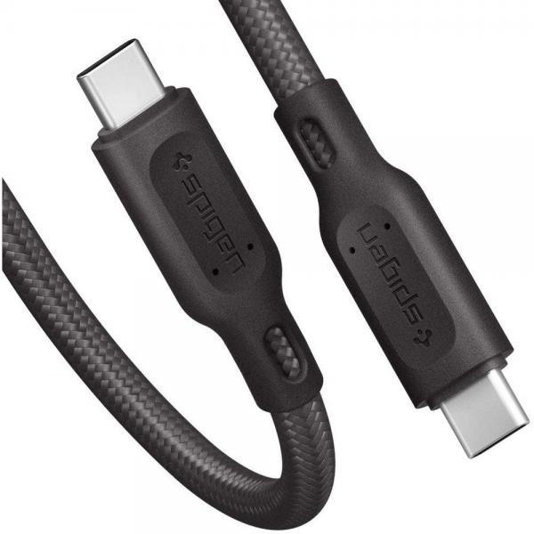 Cablu pentru incarcare si transfer de date Spigen Essential C11C1, 2x USB Type-C, Power Delivery 60W, Quick Charge 3.0, 1.5m, Gunmetal