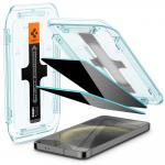 Set 2 folii sticla cu sistem de montare Case friendly Spigen GLAStR EZ FIT compatibil cu Samsung Galaxy S24 Plus Privacy 2 - lerato.ro
