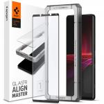 Folie sticla cu sistem de montare Case friendly Spigen ALM Glass FC compatibila cu Sony Xperia 1 III Black 2 - lerato.ro