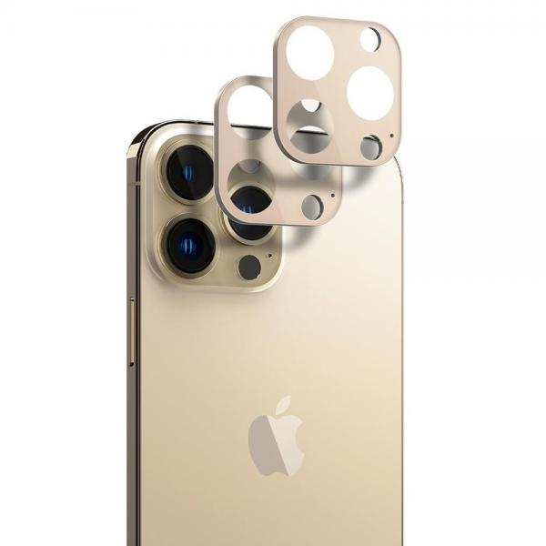 Set 2 folii sticla camera foto Spigen Optik compatibil cu iPhone 13 Pro/13 Pro Max Gold 1 - lerato.ro