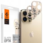 Set 2 folii sticla camera foto Spigen Optik compatibil cu iPhone 13 Pro/13 Pro Max Gold