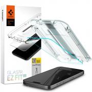 Folie sticla cu sistem de montare Case friendly Spigen GLAStR EZ FIT compatibila cu iPhone 15 Pro