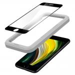Folie sticla cu sistem de montare Case friendly Spigen ALM Glass FC iPhone 7/8/SE 2020/2022 Black 8 - lerato.ro