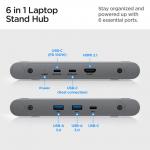 Stand universal laptop Spigen LD204H, Ajustabil, Rotire 360 grade, 2xUSB-C, 2xUSB-A, 1xHDMI, Compatibil cu laptop de maxim 15.6 inch, Gri 4 - lerato.ro