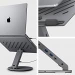 Stand universal laptop Spigen LD204H, Ajustabil, Rotire 360 grade, 2xUSB-C, 2xUSB-A, 1xHDMI, Compatibil cu laptop de maxim 15.6 inch, Gri 5 - lerato.ro