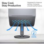 Stand universal laptop Spigen LD204H, Ajustabil, Rotire 360 grade, 2xUSB-C, 2xUSB-A, 1xHDMI, Compatibil cu laptop de maxim 15.6 inch, Gri 9 - lerato.ro