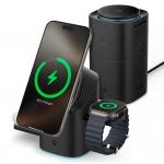 Incarcator Wireless 3 in 1 Spigen Essential EF223MS cu MagSafe, 15W, Cablu USB-C 1.5m inclus, Negru 2 - lerato.ro