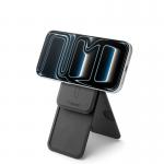 Suport universal card pentru telefon Spigen Slim Fold Tripod Wallet 3 Card, Phone Stand, MagSafe, Negru 4 - lerato.ro