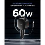 Incarcator auto Spigen Essential EV603BT, 1x USB-A, 2x USB-C, PD 60W, Negru 9 - lerato.ro