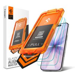 Set 3 folii sticla securizata Spigen Glas.tR AlignMaster Slim compatibile cu iPhone 17, Transparent
