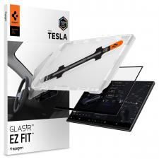 Accesorii Tablete, Folie sticla cu sistem de montare Spigen Tesla EZ Fit compatibila cu Tesla Model Y L 2026, Transparent, lerato.ro