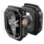 Kit protectie 2in1 Spigen Rugged Armor, 1x husa protectie, 1x folie sticla securizata, compatibil cu Apple Watch Ultra 1/2/3, 49mm, Negru 3 - lerato.ro