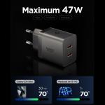Incarcator retea Spigen Essential EE472EU-GAN GaN, 47W, 3A, 2x USB-C, Gunmetal 3 - lerato.ro
