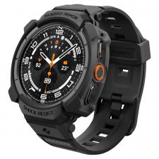 Accesorii Samsung Galaxy Watch Ultra 47 mm, Curea cu carcasa de protectie Spigen Rugged Armor Pro compatibila cu Samsung Galaxy Watch Ultra 1/2 47mm, Negru, lerato.ro