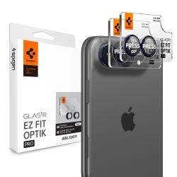 Set 2 protectii camera foto Spigen Glass tR EZ Fit compatibile cu iPhone Duo, Negru