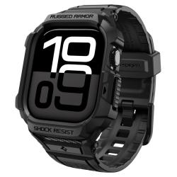 Set curea si carcasa Spigen Rugged Armor Pro compatibil cu Apple Watch 11, 42mm, Negru