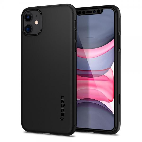 Carcasa Spigen Thin Fit 360 iPhone 11 Black cu folie de protectie