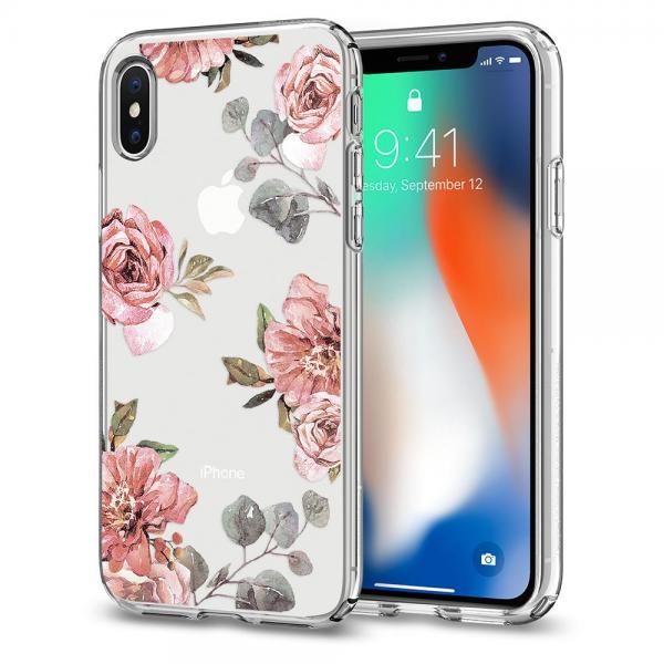 Carcasa Spigen Liquid Crystal compatibila cu iPhone X/Xs Aquarelle Rose