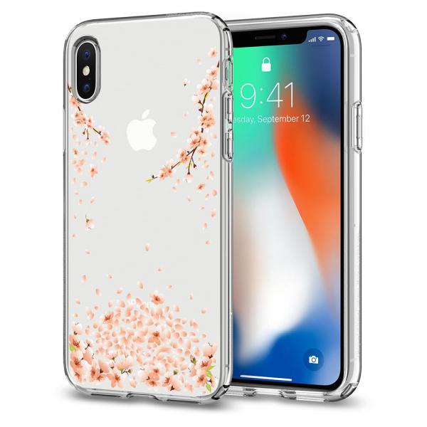 Carcasa Spigen Liquid Crystal compatibila cu iPhone X/Xs Blossom 1 - lerato.ro