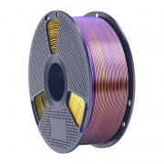 Filament pentru imprimanta 3D Sunlu PLA Plus Silk Tricolor, Finisaj matasos / lucios, Diametru 1.75mm, 1kg, Negru / Gold / Mov
